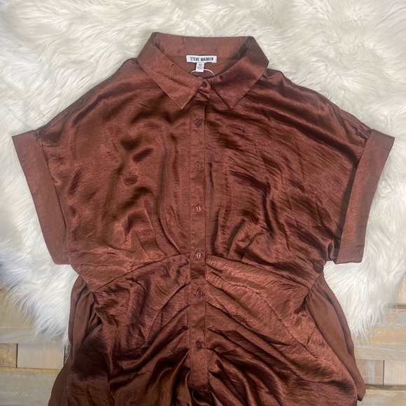 Silky! [Steve Madden] Brown NWT Button Down Midi Dress + Sash | Large · 12 - Picture 7 of 14